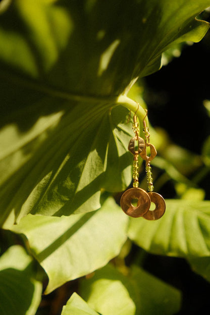Beaded Leaf Earrings